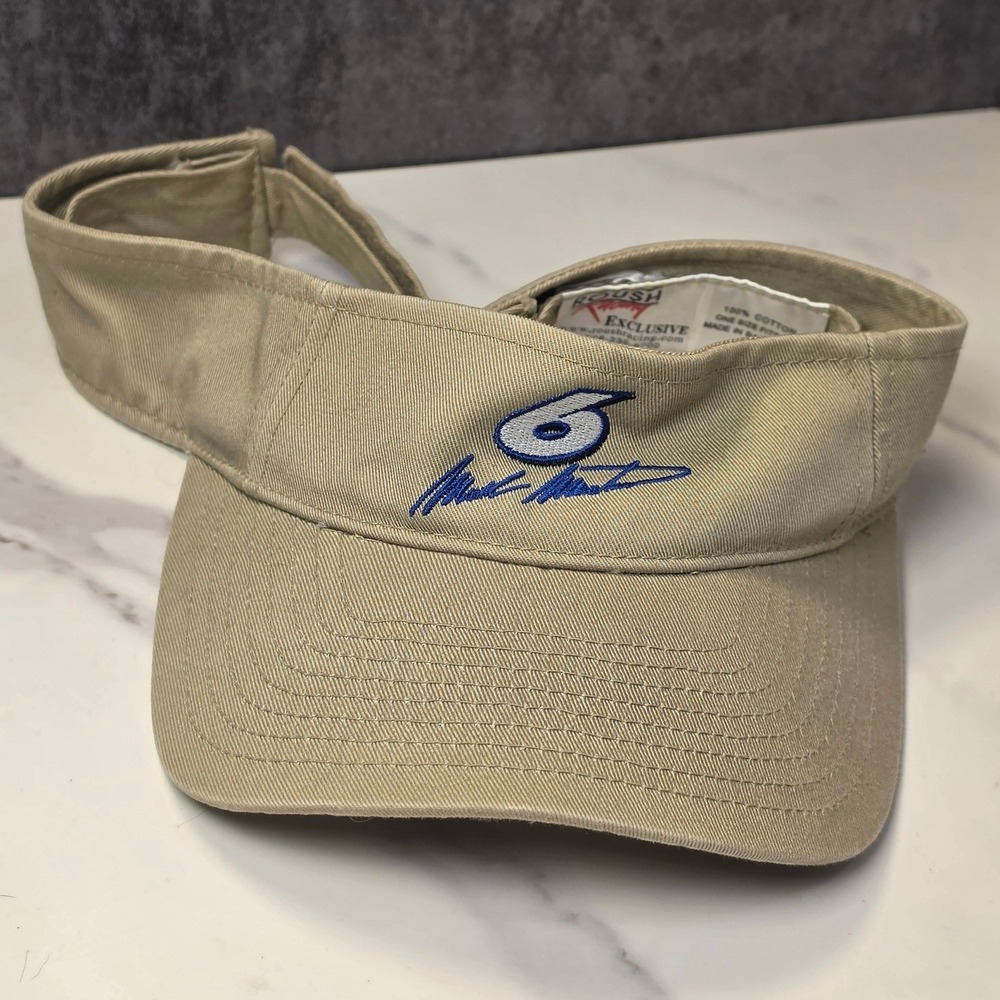 Mark Martin Roush Racing #6 Signature Khaki Cotton Adjustable Visor Hat Mens